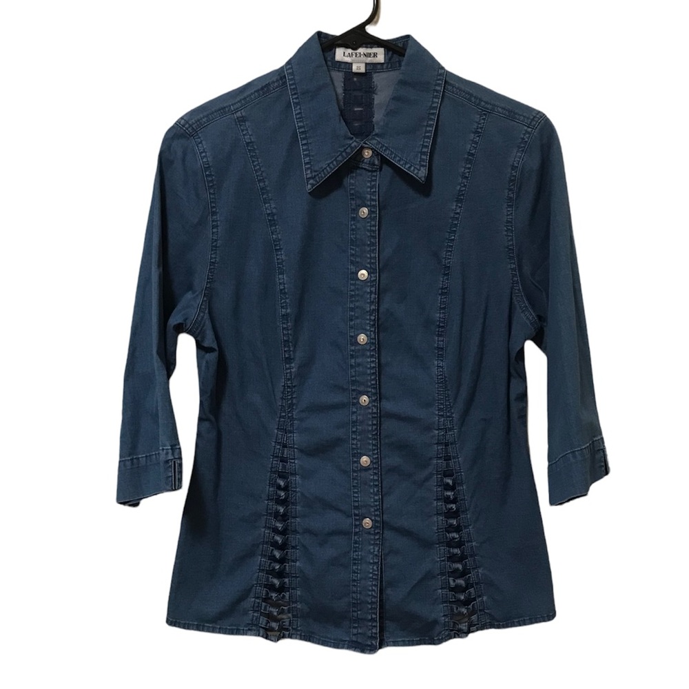 Lafei-Nier Denim Snap Up with Knotted Back Cutout